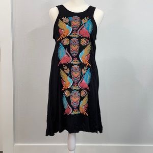 Judith March Black Embroidered Dress Coverup